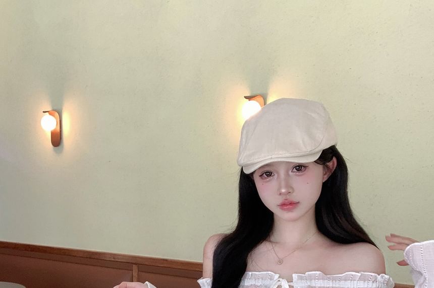 Long-Sleeve Off-Shoulder Sheer Tie-Front Blouse