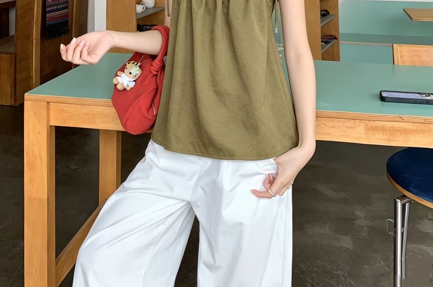Tie-Shoulder Shirred Camisole Top