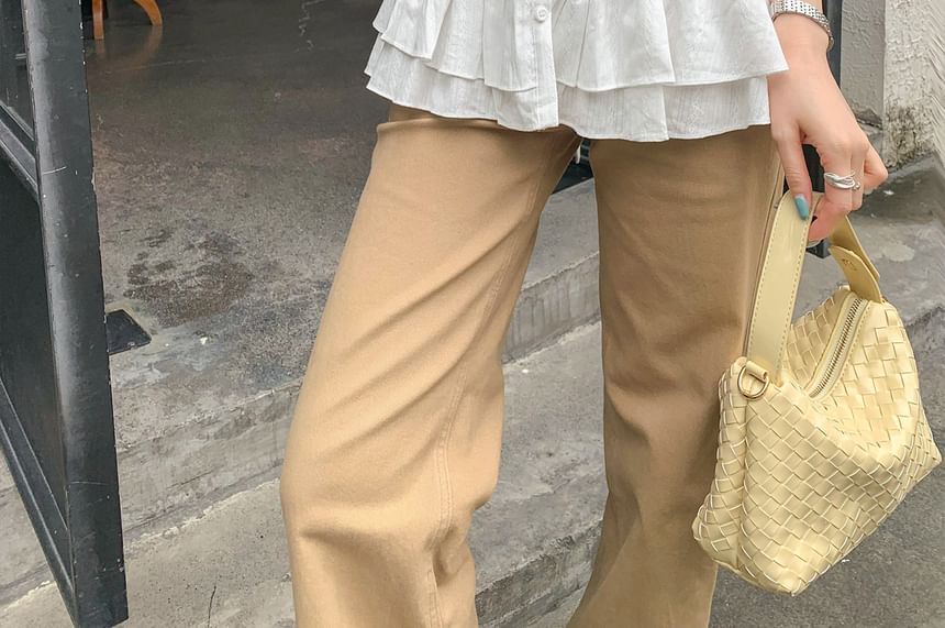 Puff Sleeve Lace Ruffle Blouse