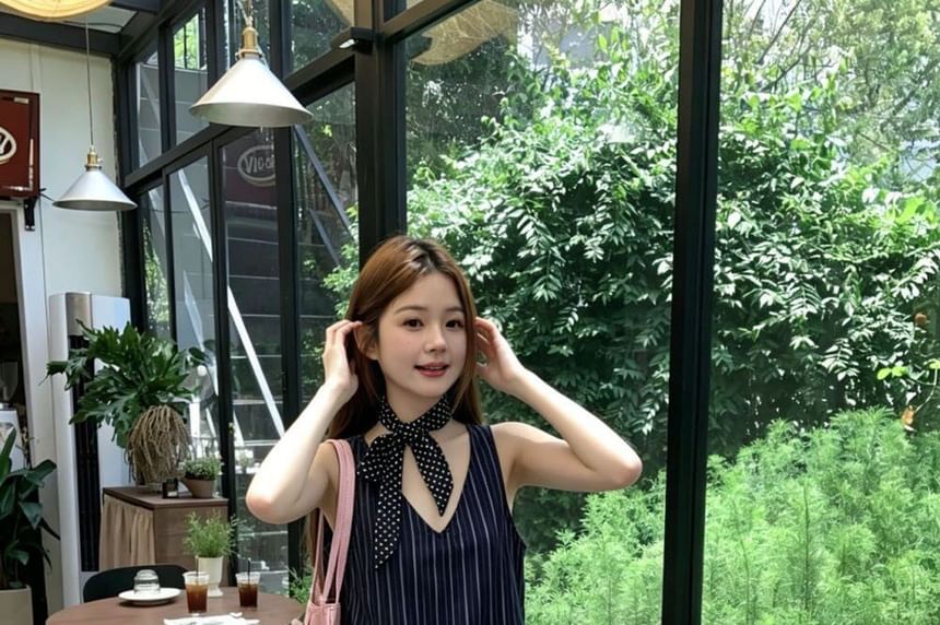 Pinstripe Layered V-Neck Crop Top