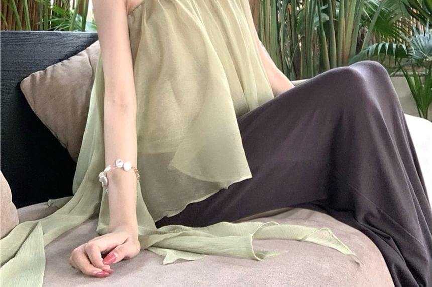 Sheer Crop Top with Mermaid Maxi Skirt Set