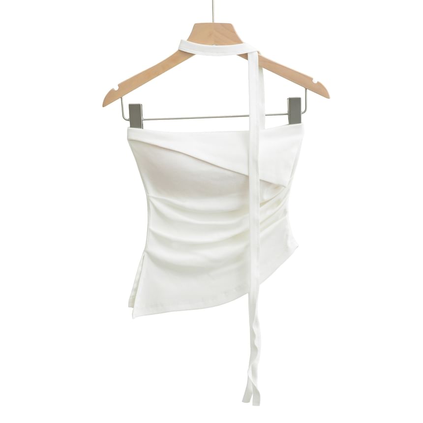 Strapless Asymmetric Crop Top with Twilly Set