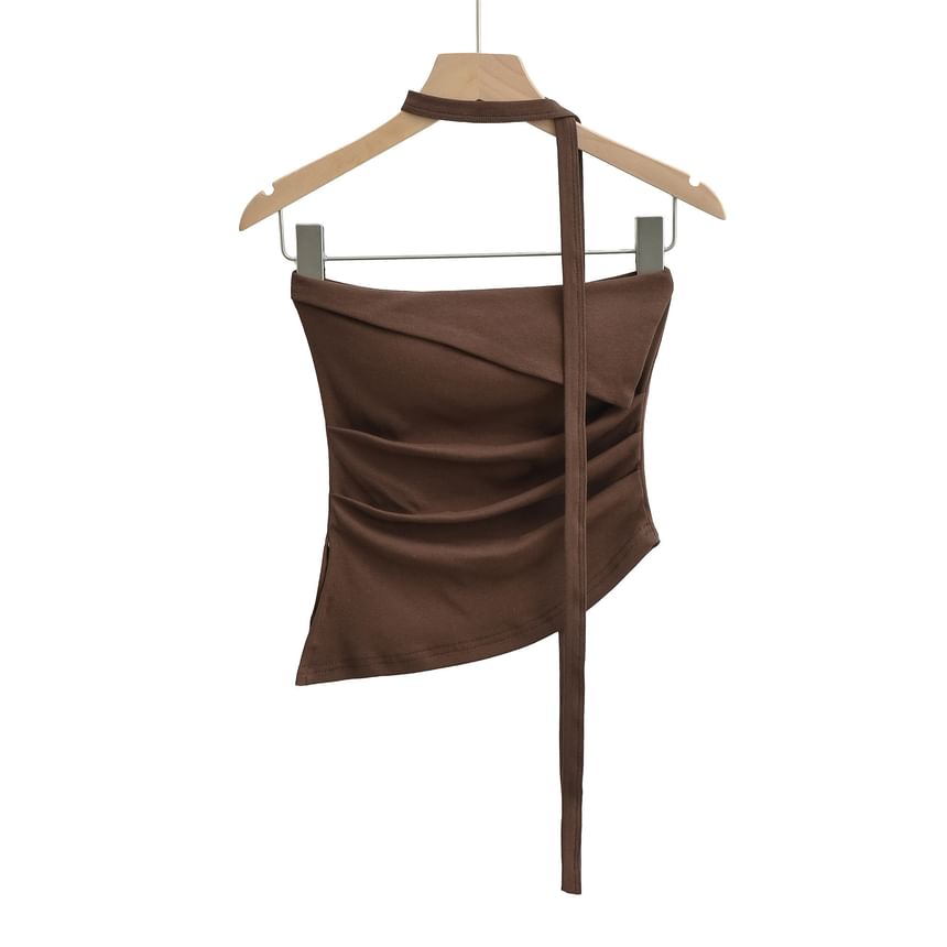 Strapless Asymmetric Crop Top with Twilly Set