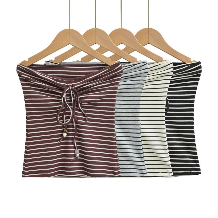 Striped Crop Top Plus Drawstring Wide Leg Pants Set