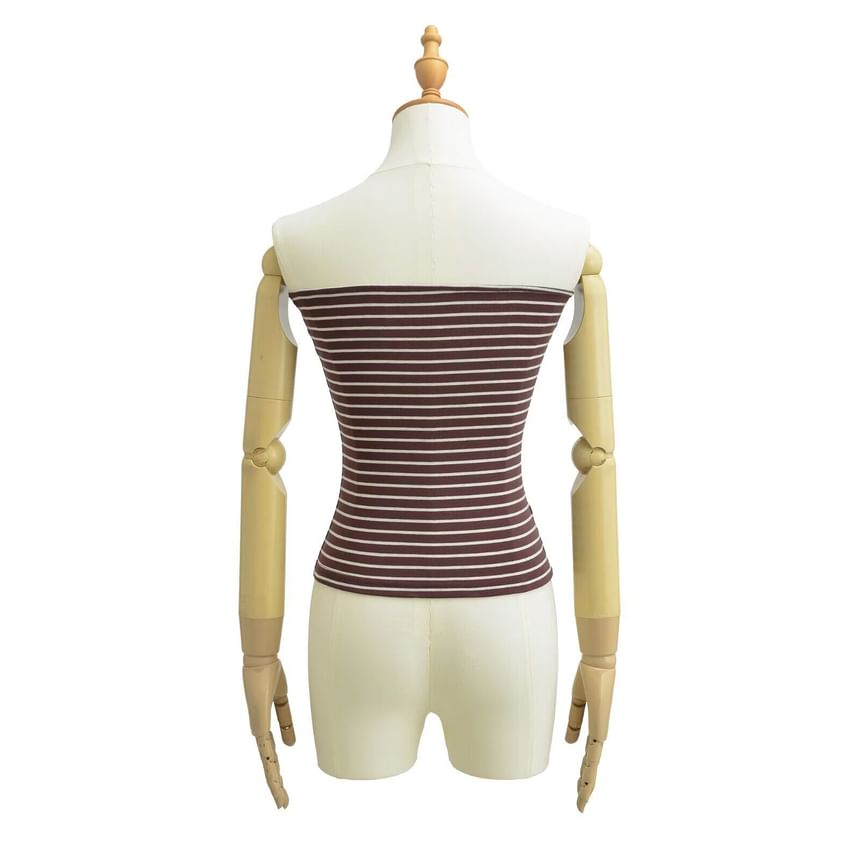 Striped Crop Top Plus Drawstring Wide Leg Pants Set