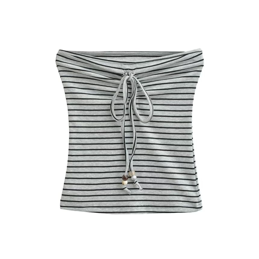 Striped Crop Top Plus Drawstring Wide Leg Pants Set