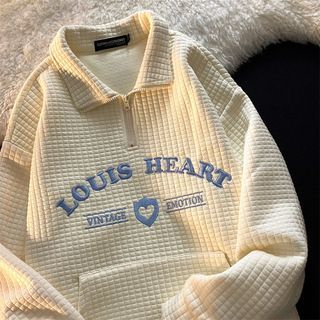 Embroidered Oversized Letter Collar Sweatshirt