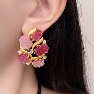 Rhinestone Stud Earring Flower