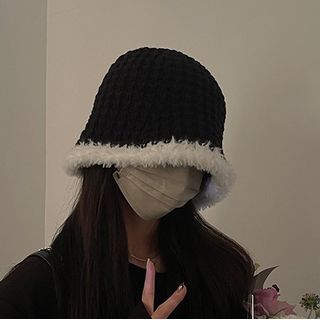 Hat Trim Fluffy Knit Cloche