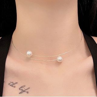 Faux Pearl Choker Open Alloy