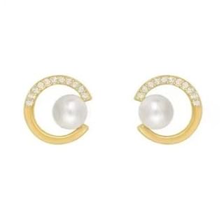 Faux Pearl Rhinestone Stud Earring