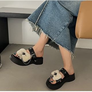 Heart Buckled Studded Platform Slide Sandals