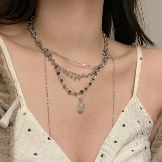 Alloy Choker Pendant Layered Turquoise