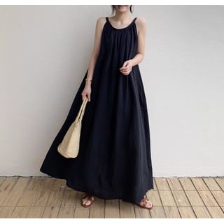 Strapless Solid A-Line Maxi Dress