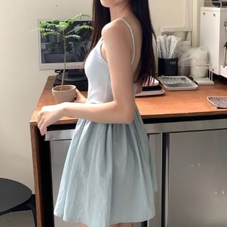 Thin Strap Solid A-Line Mini Dress