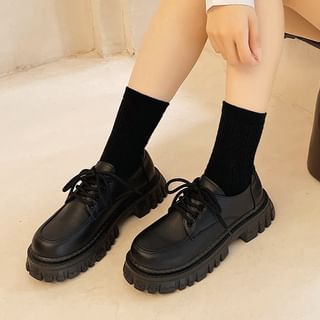 Lace-Up Platform Chunky Heel Derby Shoes
