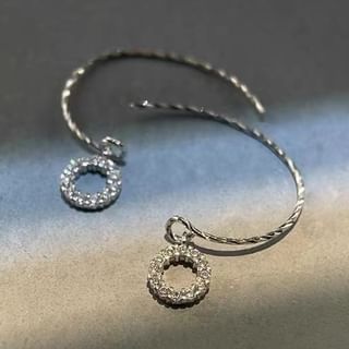 Sterling Silver Rhinestone Half Hoop Earring