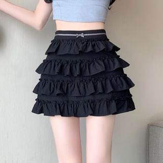 Bow Skirt A-Line Mini High Rise Tiered