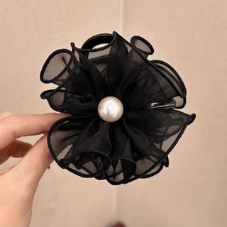 Faux Pearl Ruffle Trim Hair Tie