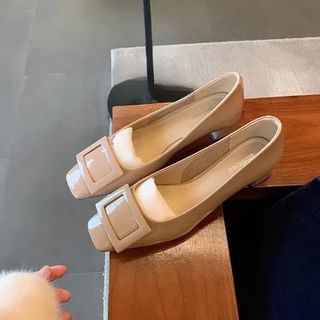 Toe Square Chunky Heel Pumps Buckled