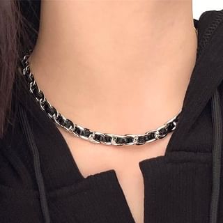 Faux Leather Twisted Chain Necklace