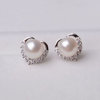 Stud Rhinestone Faux Ear Pearl
