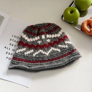 Patterned Knit Bucket Hat