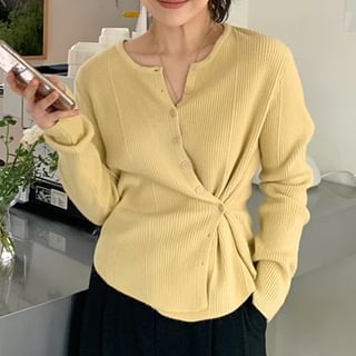 Crew Neck Simple Ribbed Knit Sweater