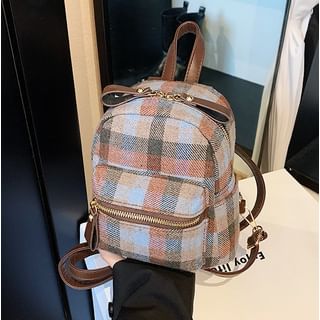 Plaid Zip Backpack