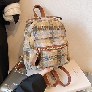 Plaid Zip Backpack