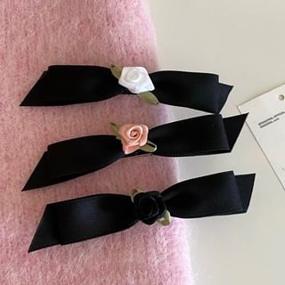 Rose Accent Bow Hair Clip