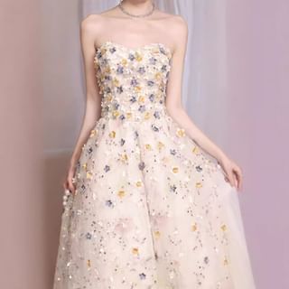 Embroidered Designs) A-Line Evening Sequin Gown Floral (Various