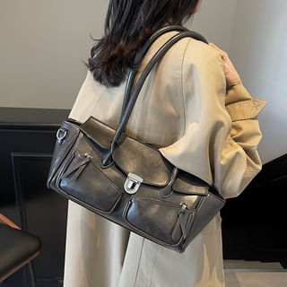 Faux Tote Multi-Pocket Bag Leather