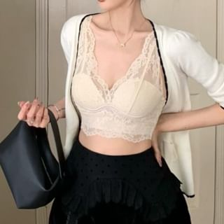 Cami / Top V-Neck Mid Sleeve 3/4 Lace Rise Shorts Plain Cardigan Crop