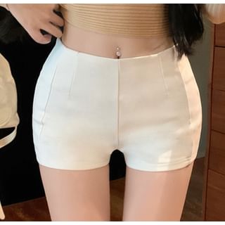 Plain Rise Mid Pants Hot