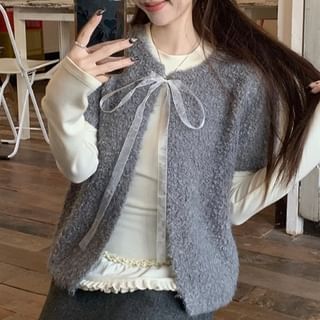 Ruffle Tee, Pencil Skirt, and Lace Up Cardigan Set