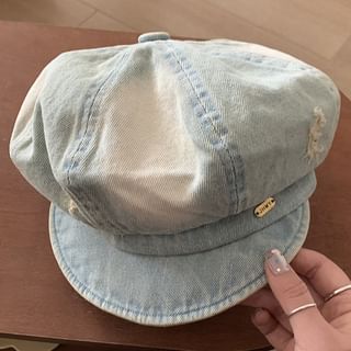 Distressed Denim Newsboy Cap Washed