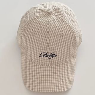 Plaid Embroidered Baseball Lettering Cap