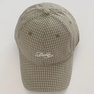 Plaid Embroidered Baseball Lettering Cap