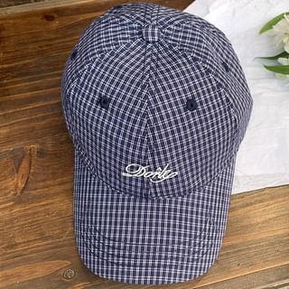 Plaid Embroidered Baseball Lettering Cap