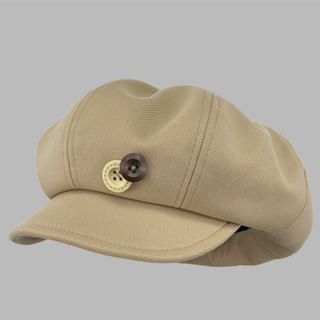 Plain Buttoned Newsboy Cap