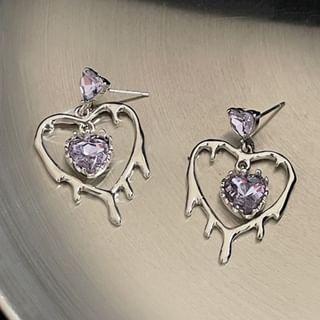 Drop Earring 925 Heart Silver Sterling