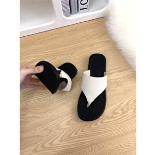 Faux Slide Thong Sandals Leather