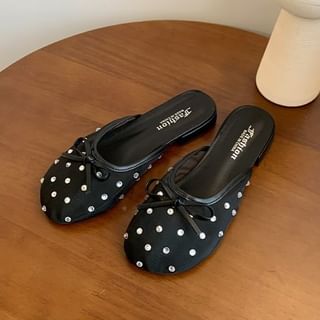Bow Mules Mesh Rhinestone
