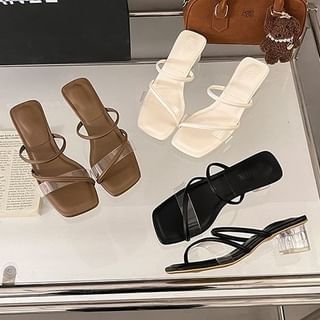 Sandals Toe Square Heel Slide PVC Low