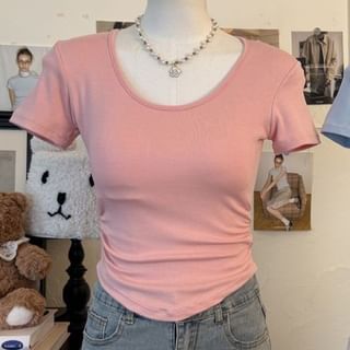 U-Neck Lace Panel Crop Top