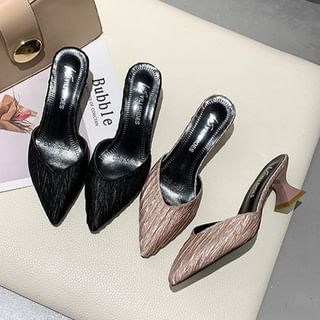 Pointed Heel Toe Kitten Mules