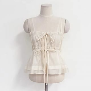 Ruffled Plain Tie-Front Cami Top