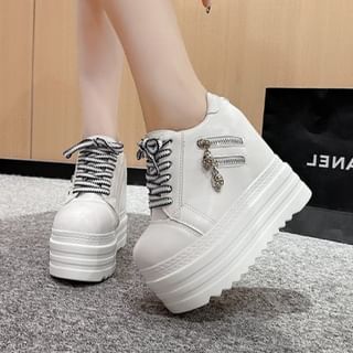 Hidden Zip Platform Sneakers Wedge Panel