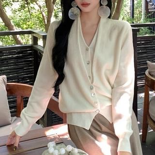 V-Neck Mock Two Piece Cardigan